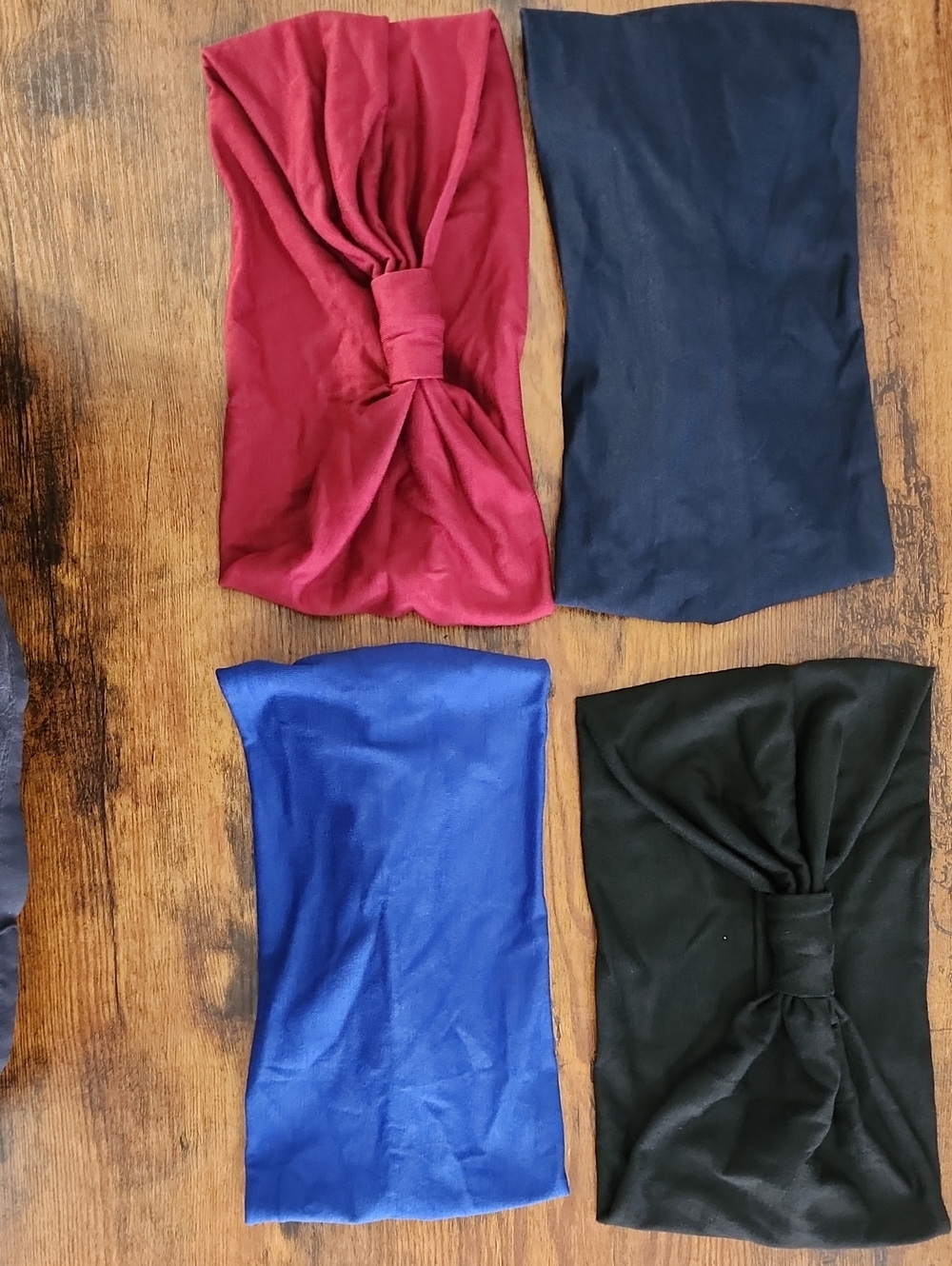 4pcs/Set Fabric Headbands Navy Blue, Blue, Red, Black. Solid Colors Everyday Use